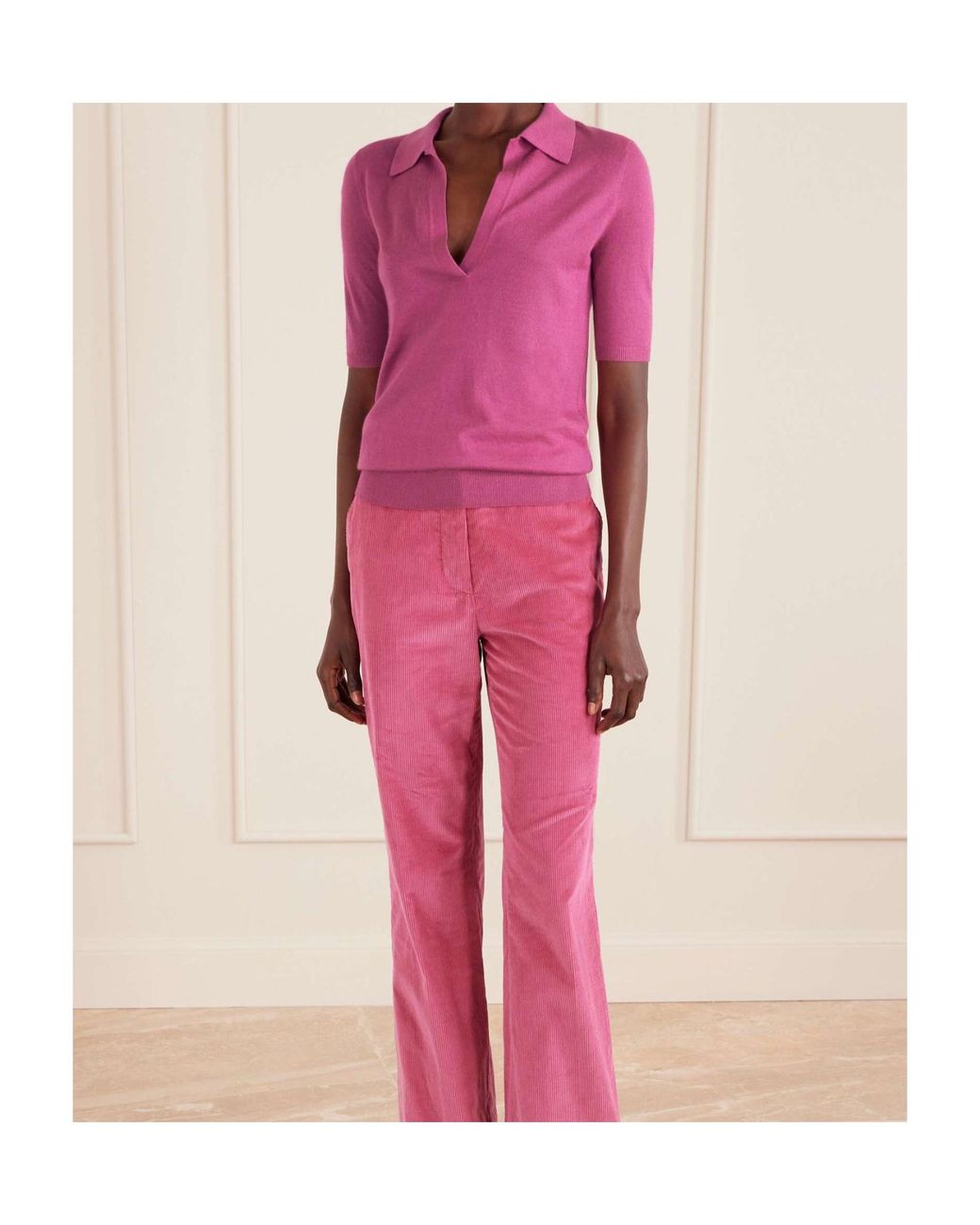 Gabriela Hearst Pink Frank Cashmere And Silk-Blend Polo Shirt