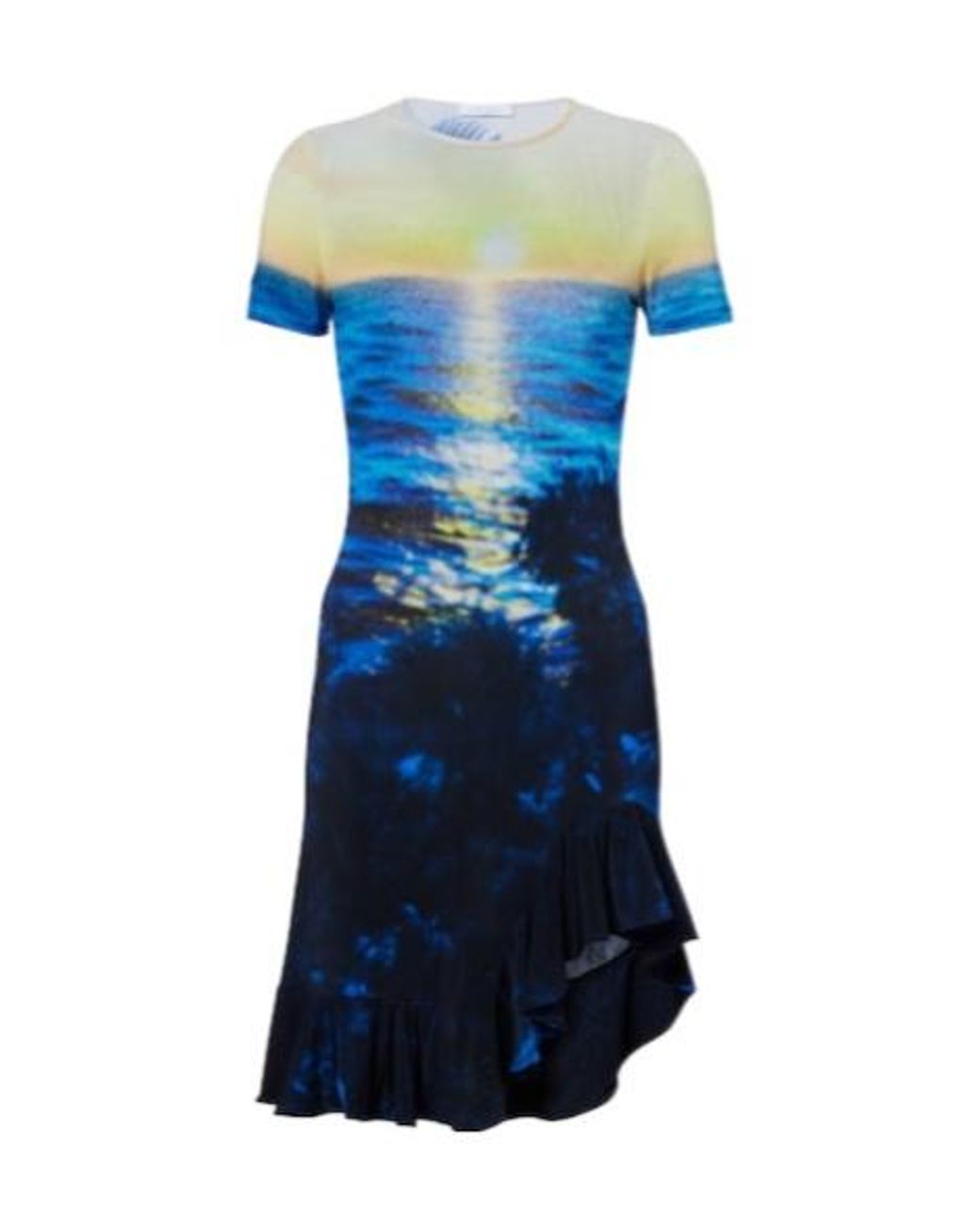 Rabanne Blue Printed Ruffled Minidress