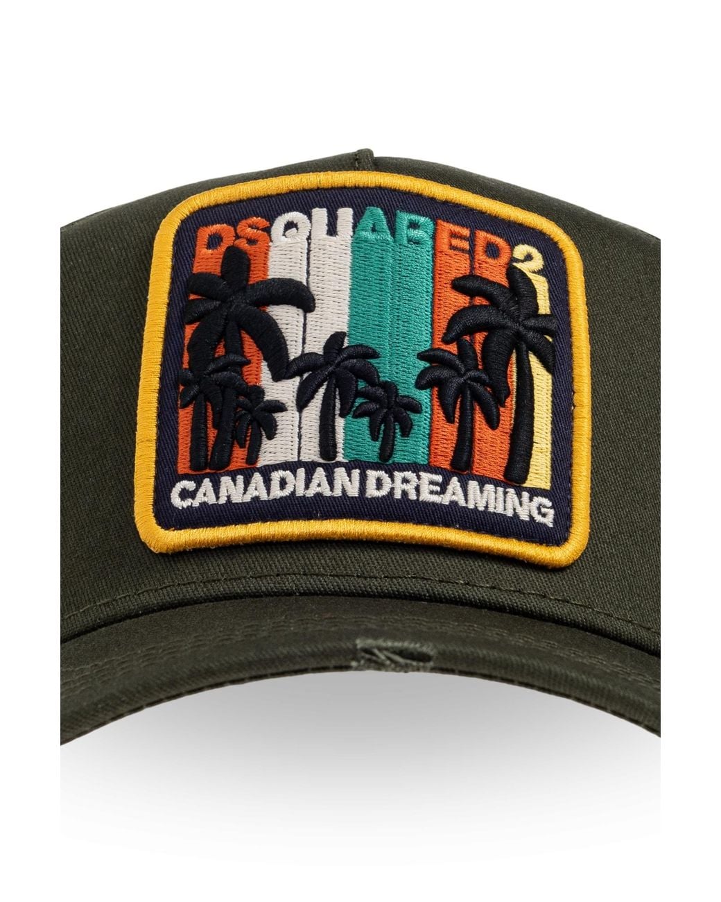 DSquared² Green Summer Vintage Patch Distressed Baseball Cap for men