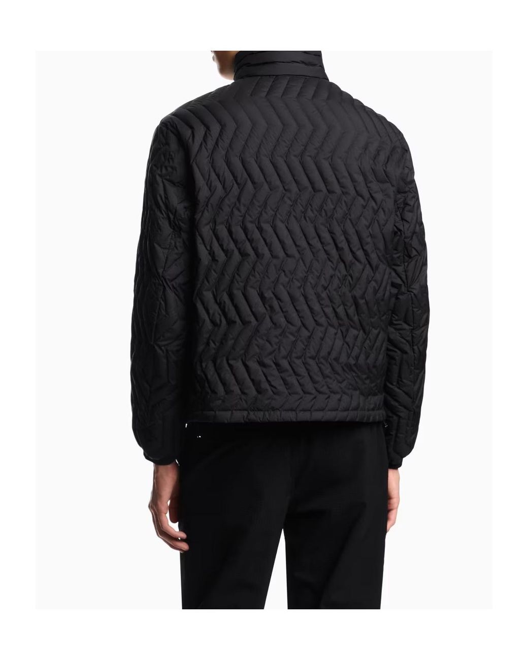 Emporio Armani Blue Quilted-Chevron Jacket for men