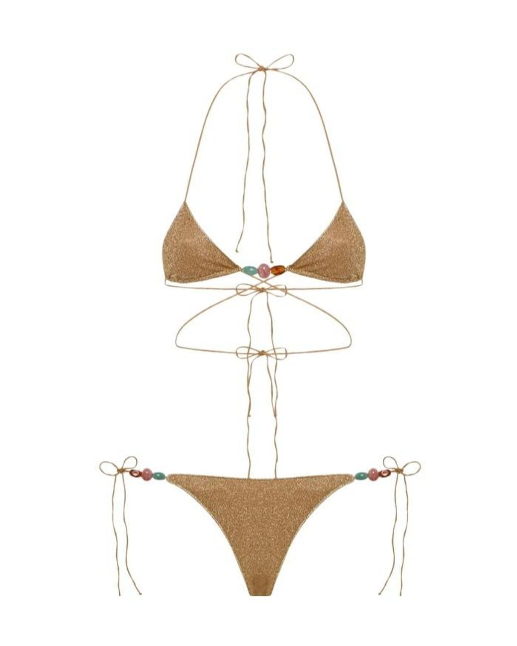 Oseree White Oséree Beaded Lurex Triangle Bikini