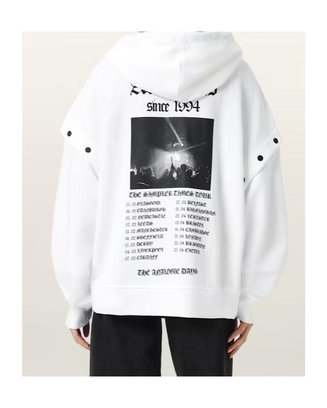 AllSaints White Gig Amphia Snap-Detail Sweatshirt