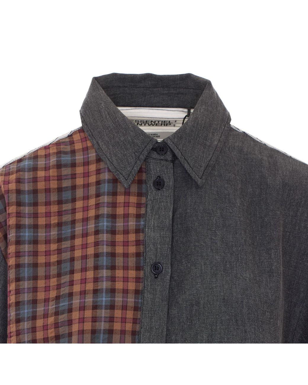Essentiel Antwerp Gray Kingsley Patchwork Shirt