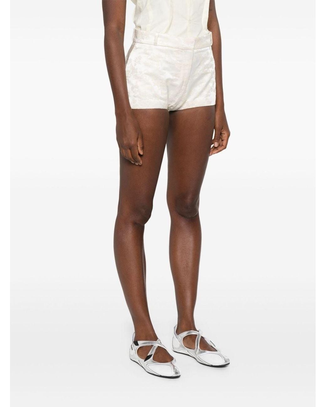 Coperni White Floral-Jacquard Shorts