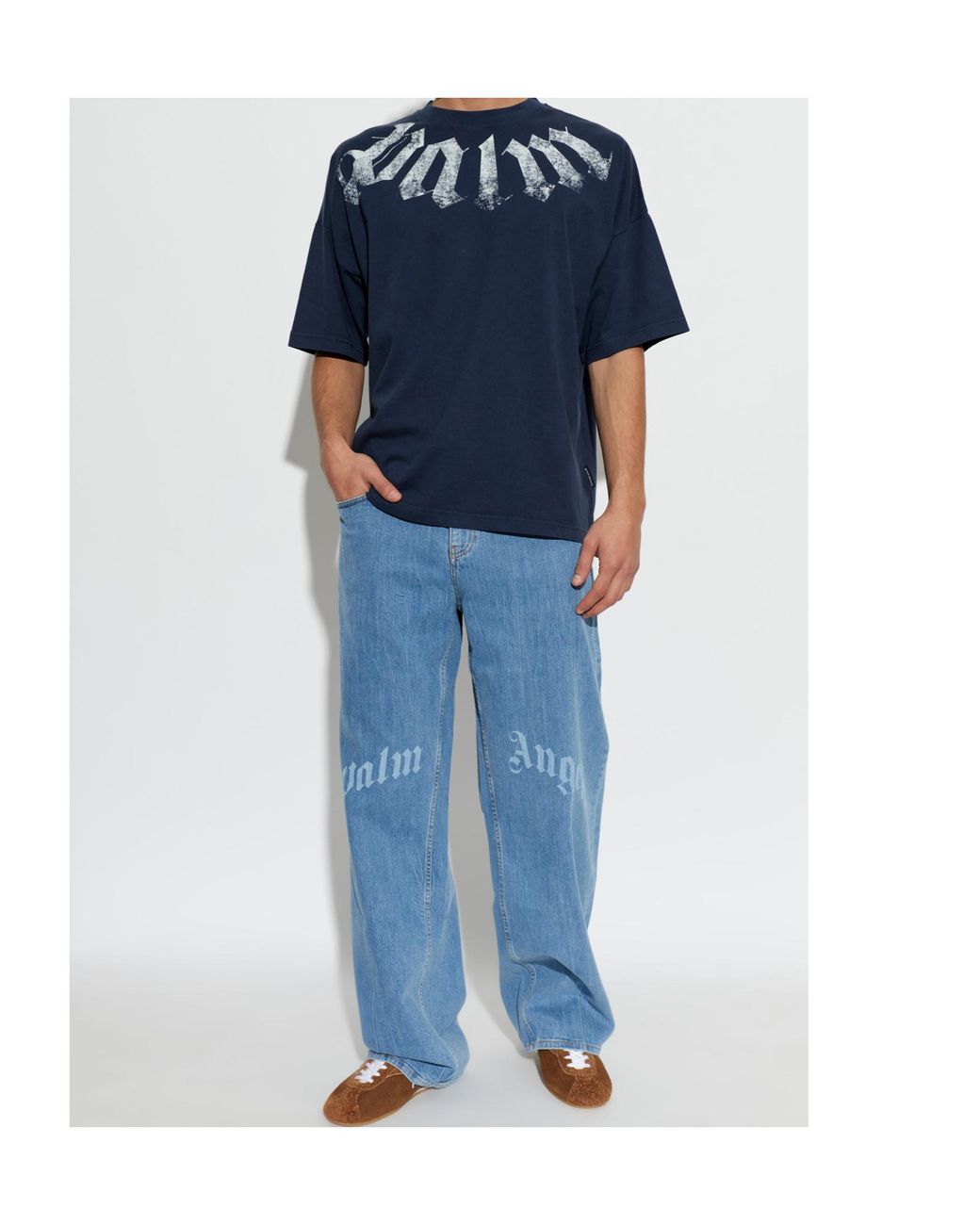 Palm Angels Blue Short-Sleeved T-Shirt for men