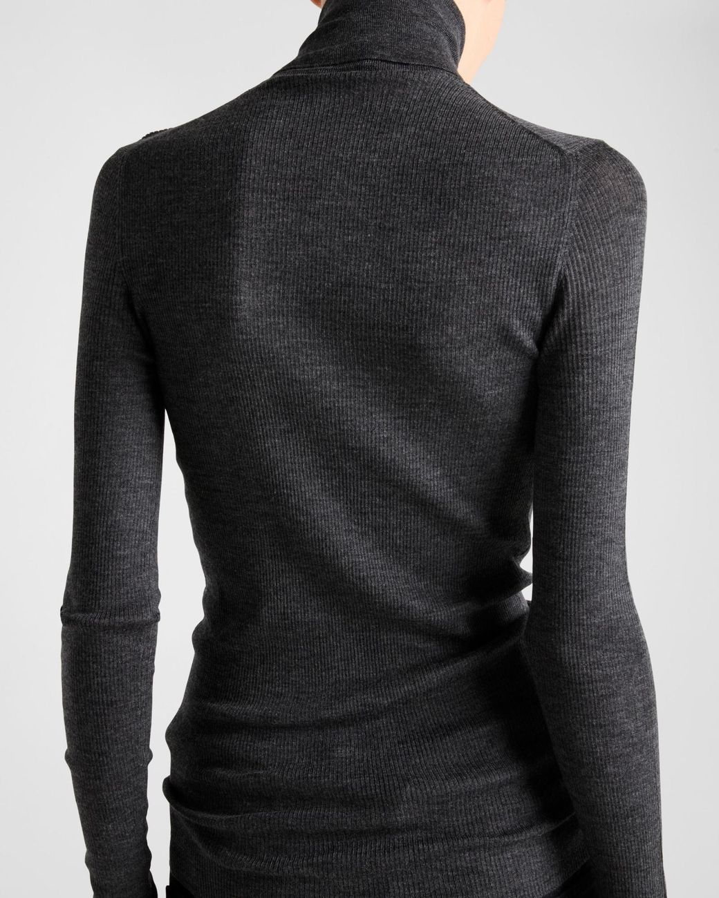 Prada Black Wool-Blend Logo Rollneck Sweater