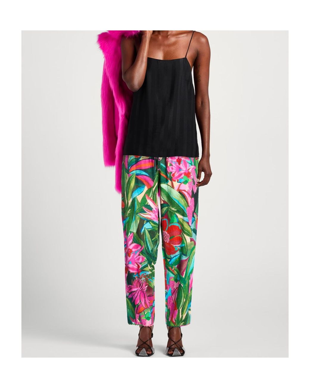 Farm Rio Green Floral Casual Pants