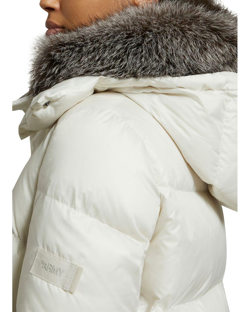 Yves Salomon White A-Line Waterproof Down Coat