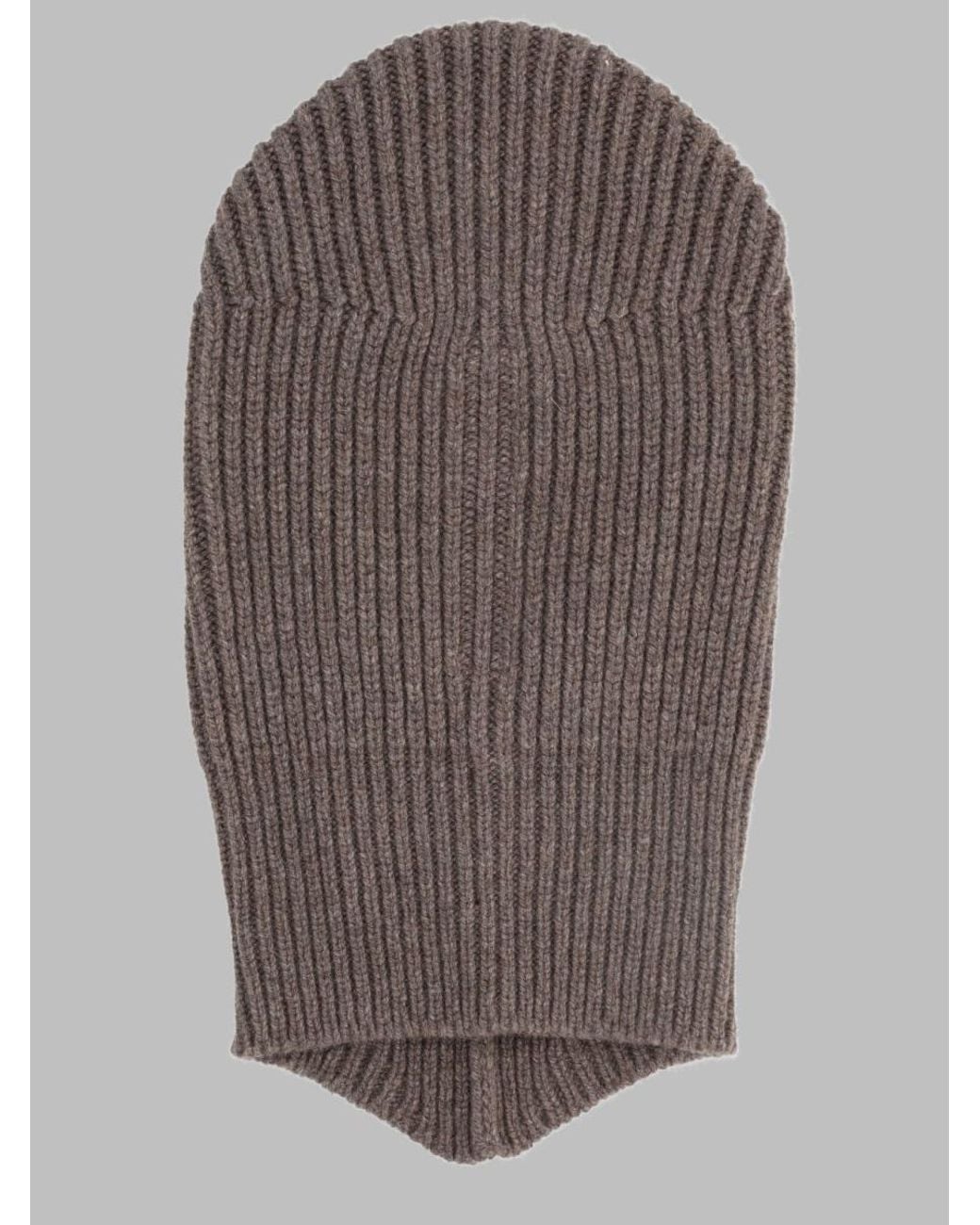 Rick Owens Brown Ribbed-Knit Balaclava for men