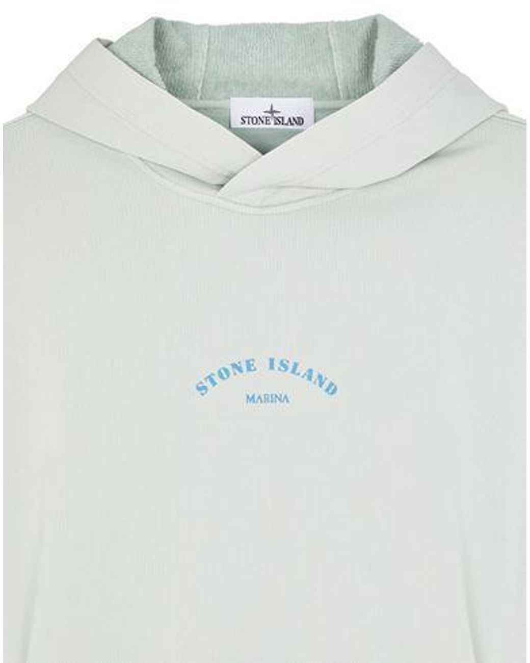 Stone Island White Logo-Print Cotton Hoodie for men