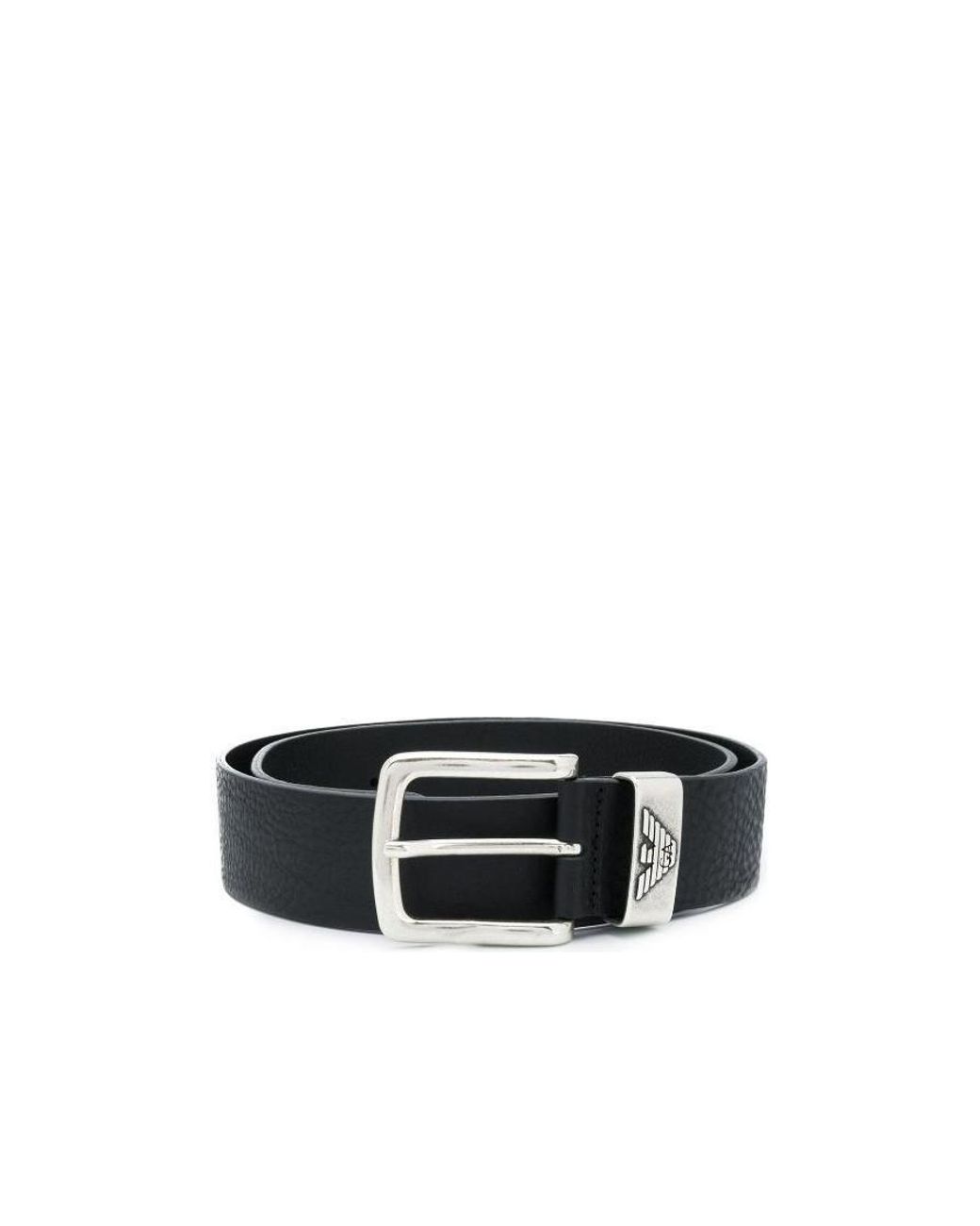 Emporio Armani Black Logo Engraved Buckle Belt for men