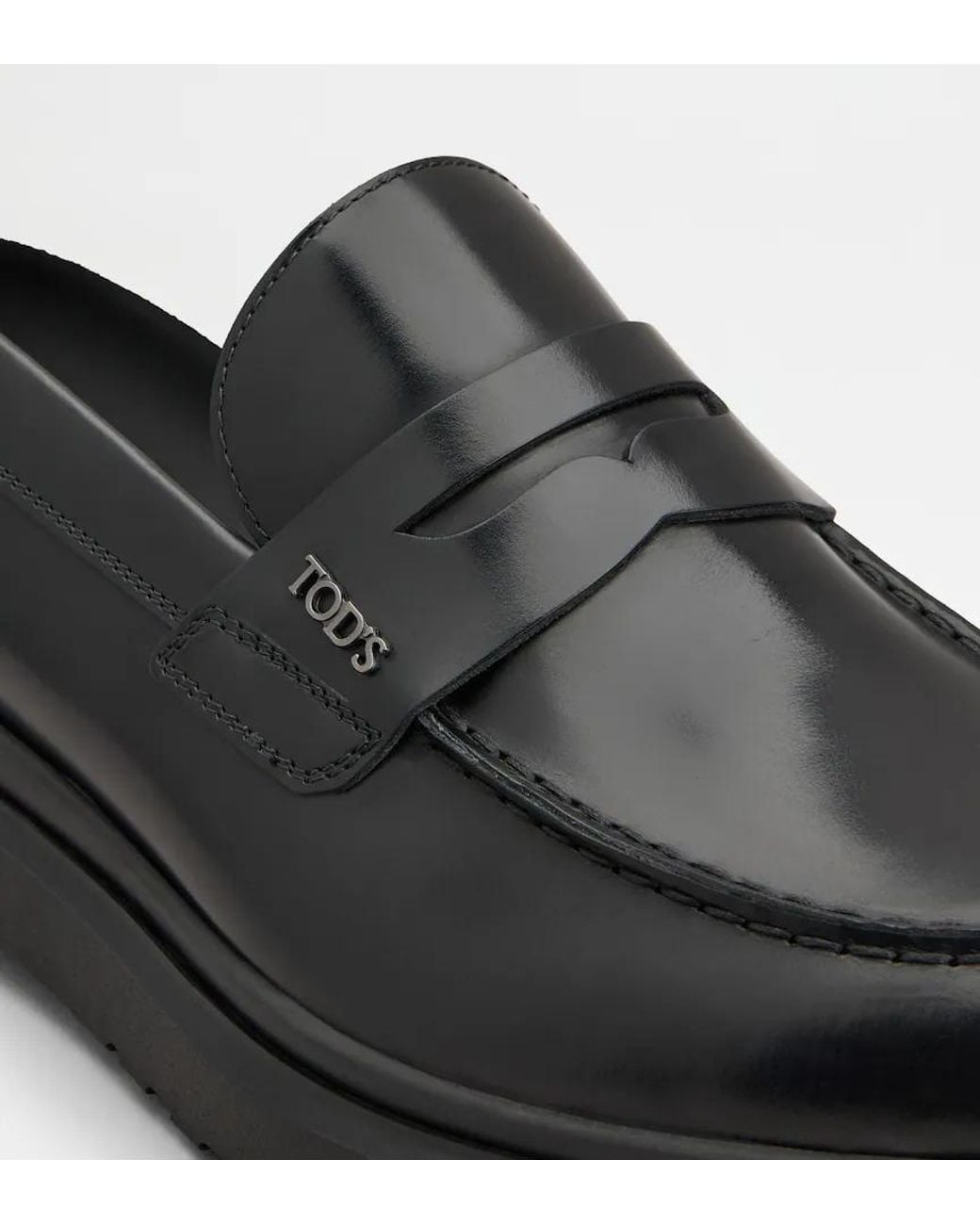Tod's Black Moc Lettering Carrarmato Moccasins for men