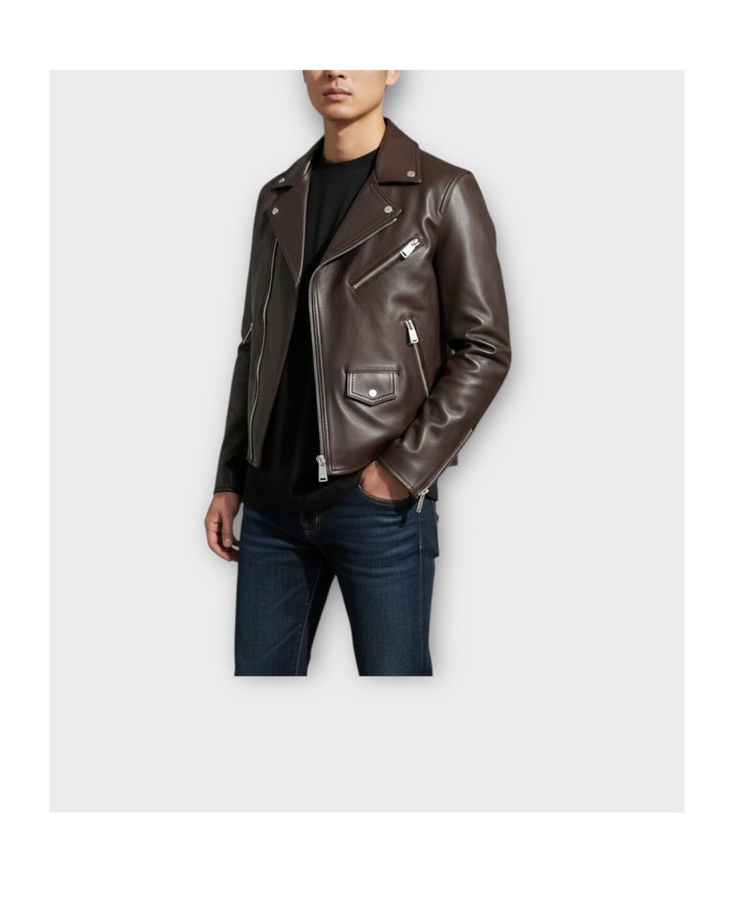 Loewe Black Leather Jacket, Nappa Leather Biker Jacket for men