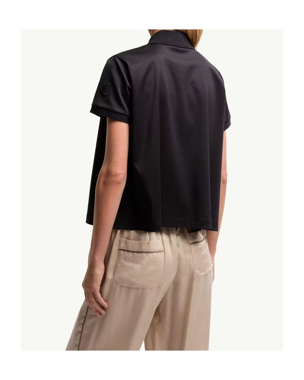 Moncler Black Grosgrain Logo Cotton Polo Shirt