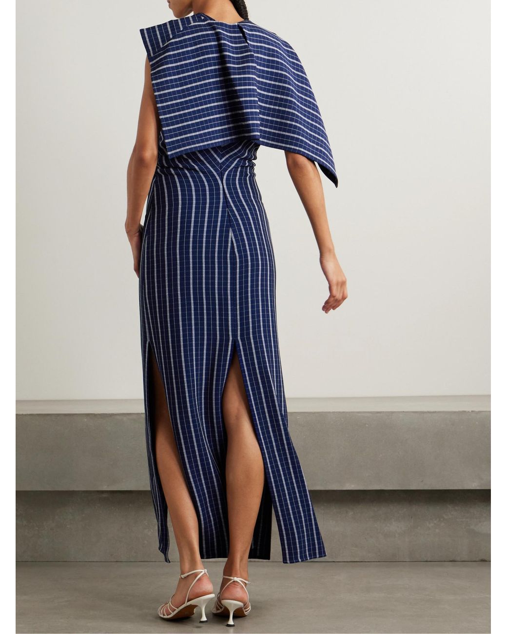 Proenza Schouler Blue Checked Stretch-Crepe Maxi Dress
