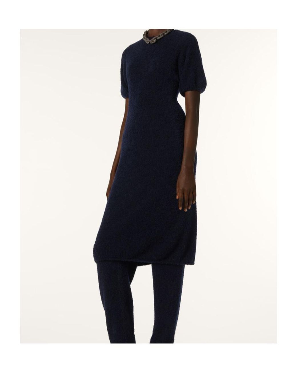 Loro Piana Blue Bubble Sleeve Knitted Dress