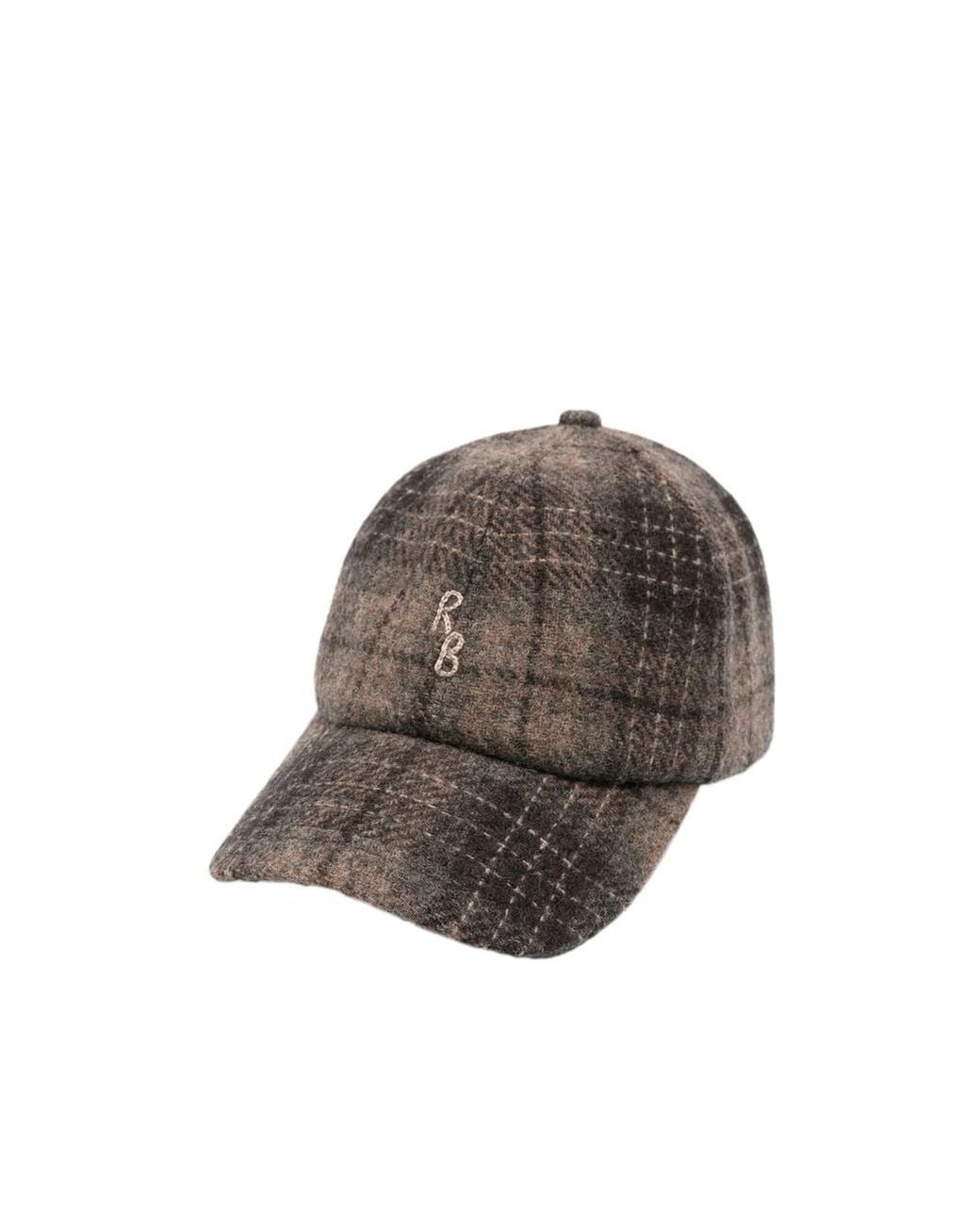 Ruslan Baginskiy Brown Check-Pattern Monogram-Embroidered Baseball Cap