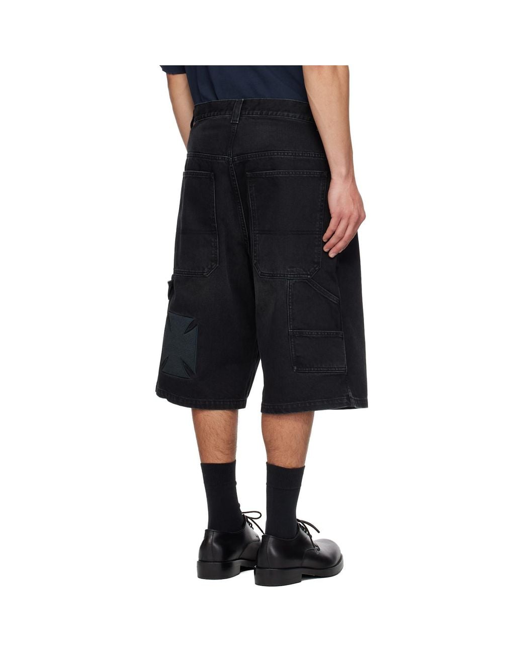 Vetements Black Faded Buttoned Denim Shorts for men