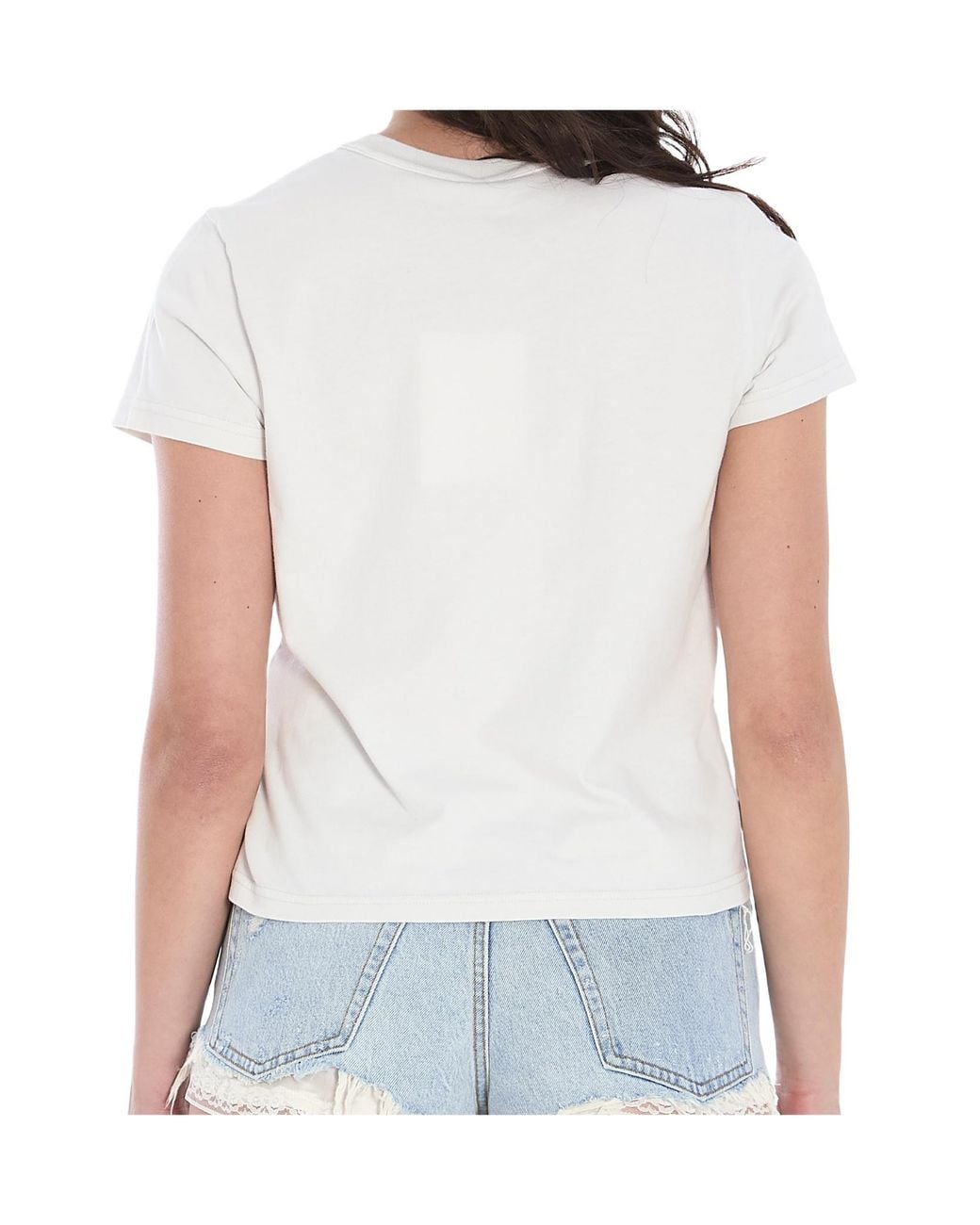 T By Alexander Wang White Logo Printed Cropped T-Shirt