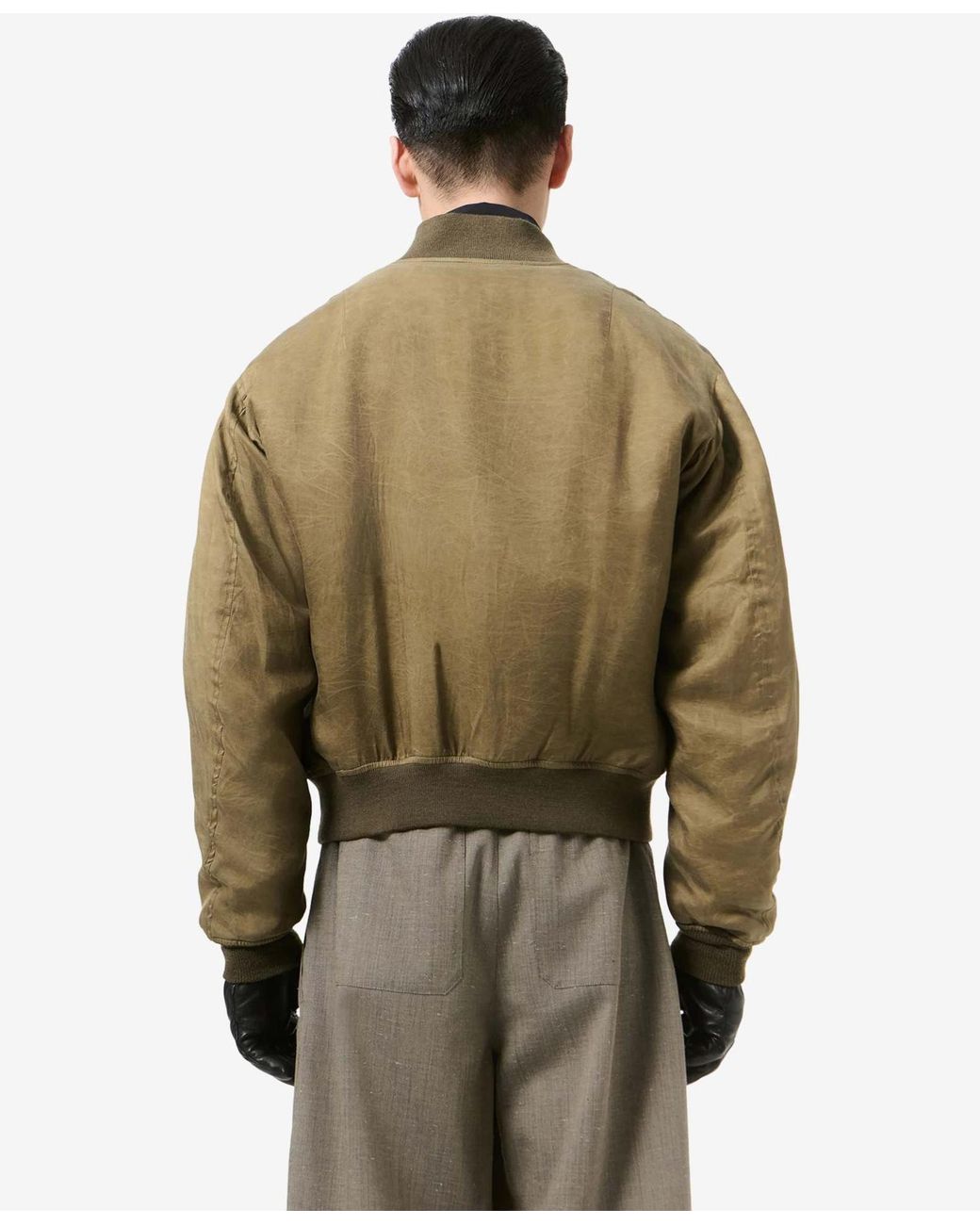 Our Legacy Green Wax-Dipped Cupro Bomber Jacket for men