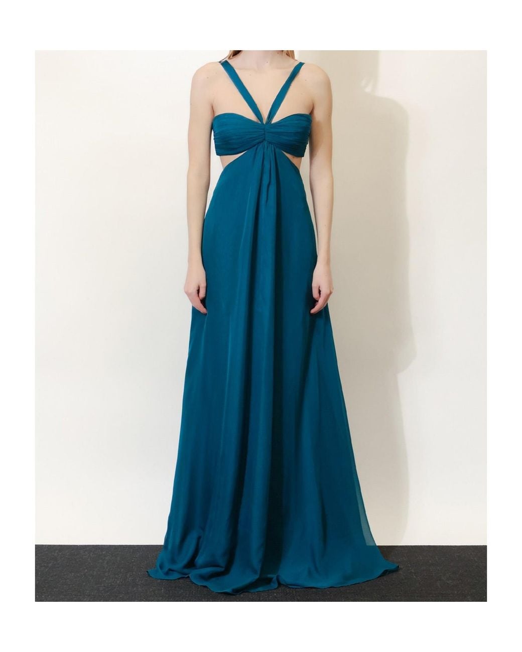 retroféte Blue Retrofete Cut-Out Draped Maxi Dress