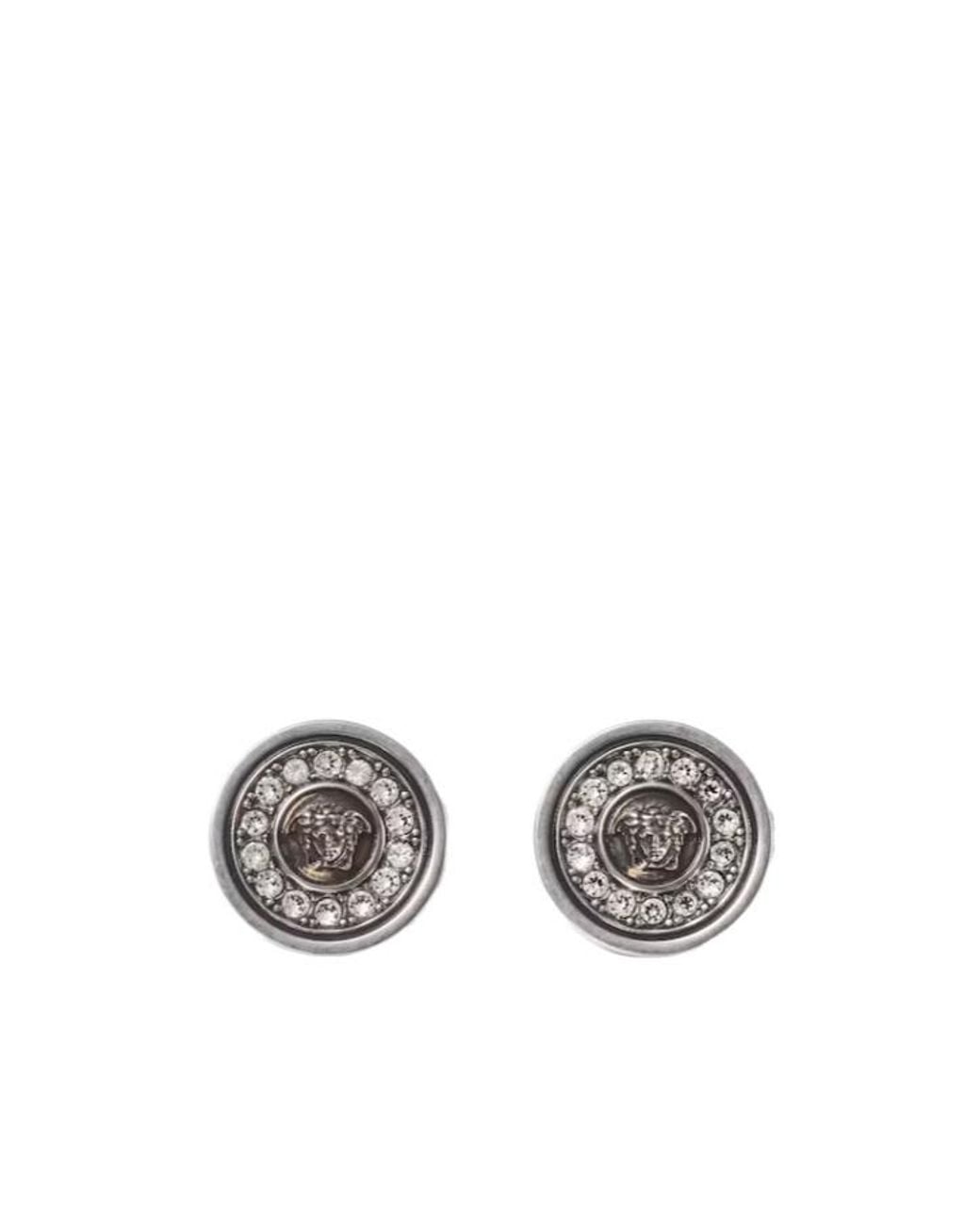 Versace Metallic Crystal Medusa Stud Earrings