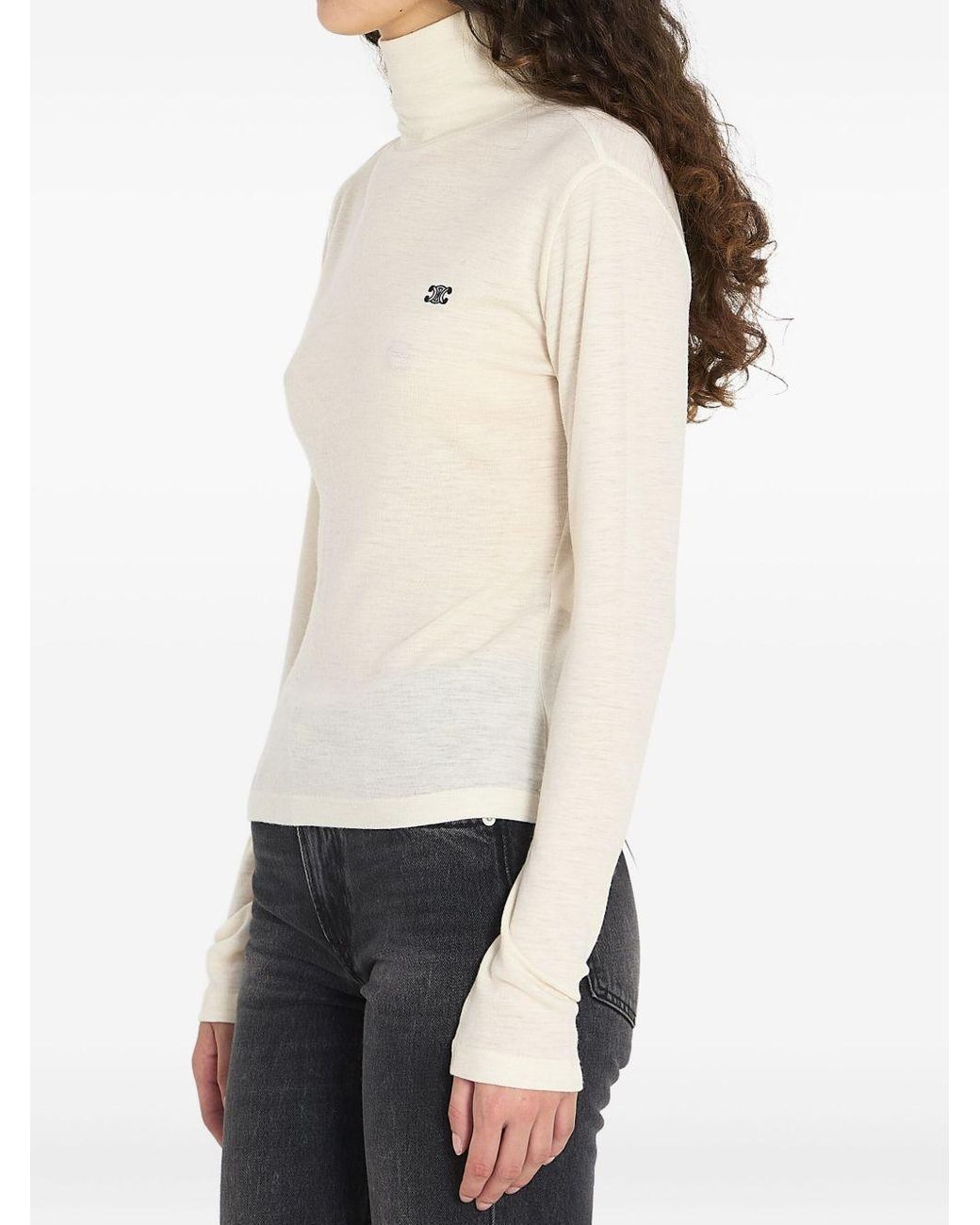 Céline White Turtleneck Top