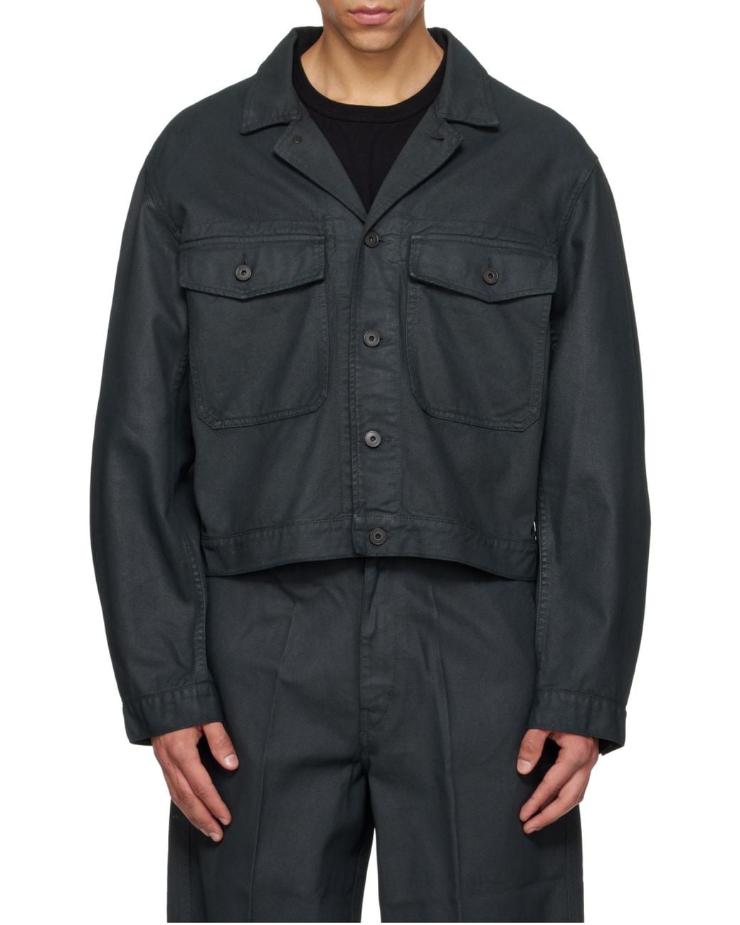 Lemaire Black Cotton Shirt Jacket for men