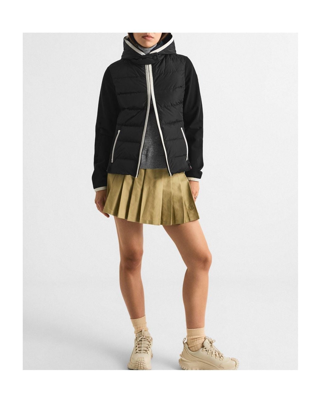 Moncler Black Hybrid Hooded Puffer Jacket