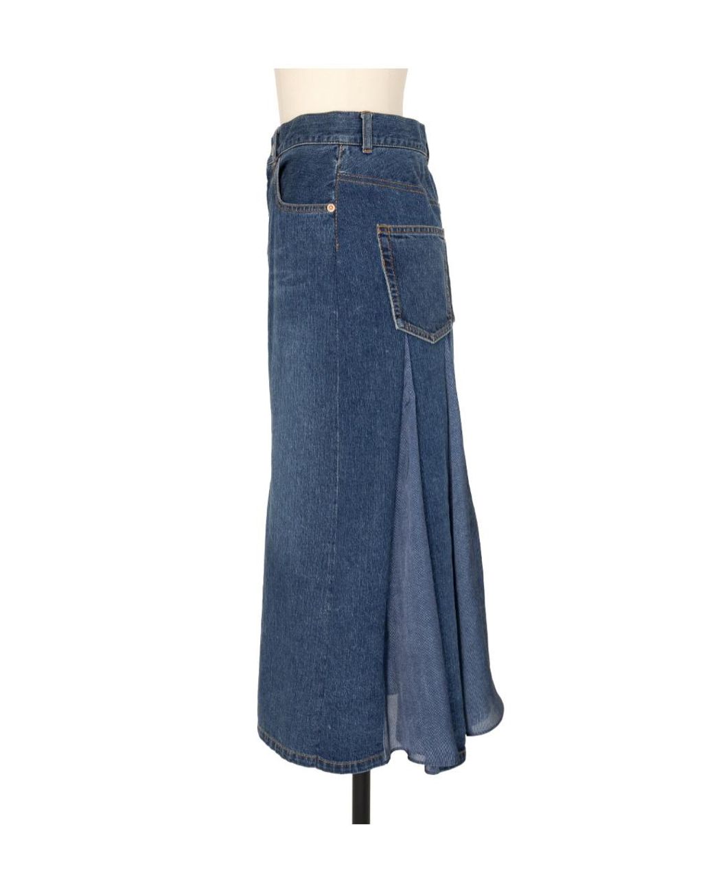 Sacai Blue Pleated Denim Skirt
