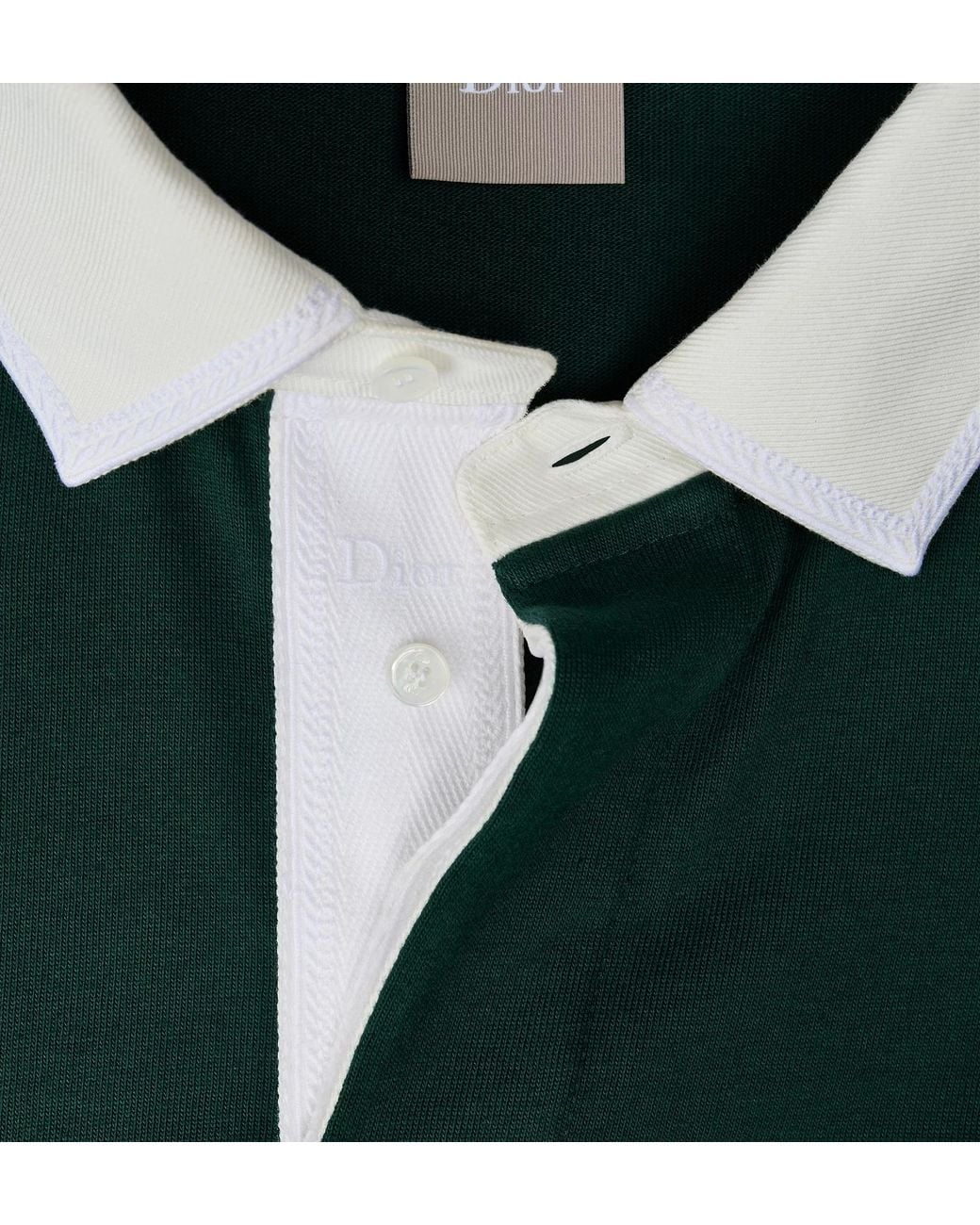 Dior Green Logo Long-Sleeve Polo Shirt for men