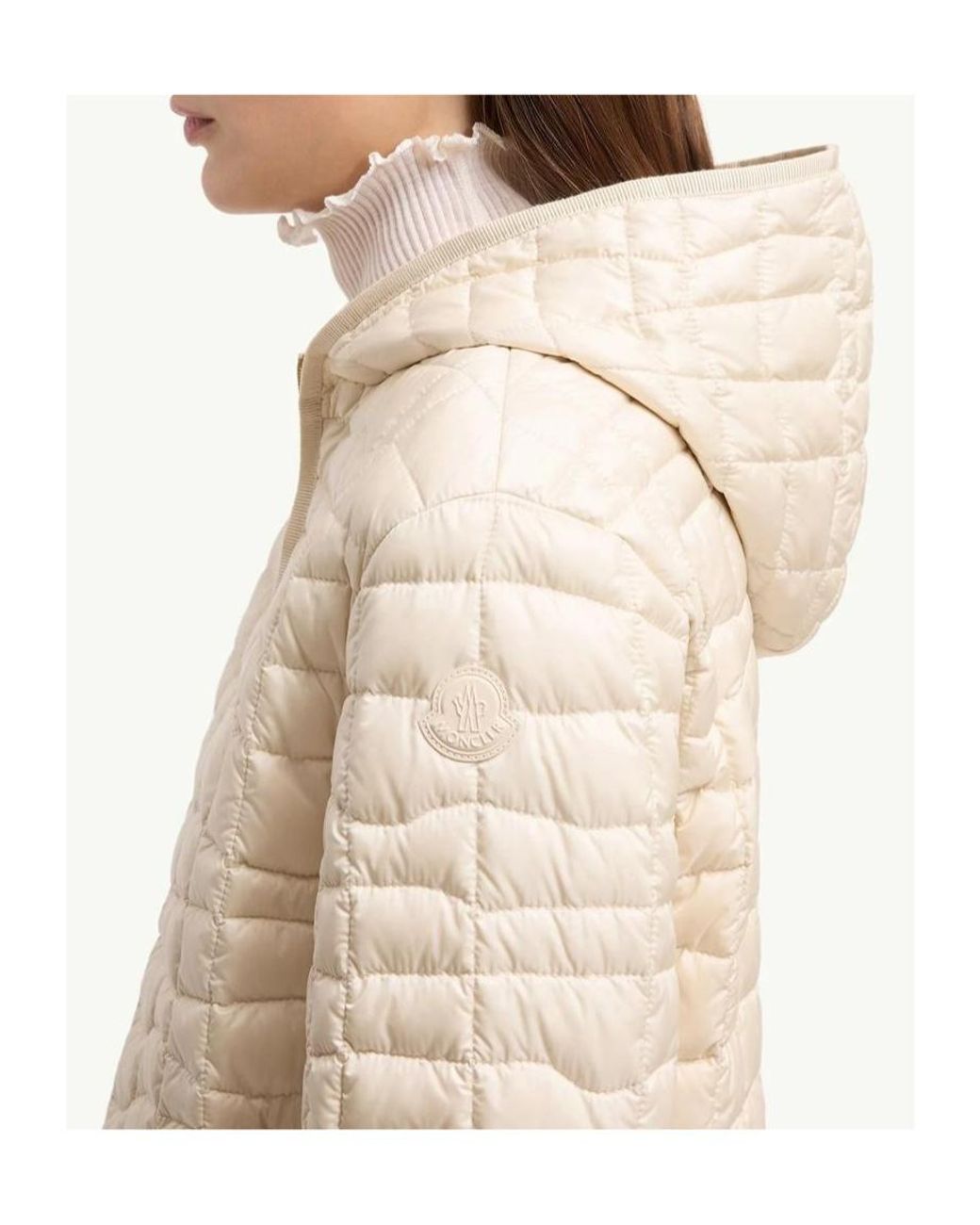 Moncler Natural Zip-Up Quilted Jacket