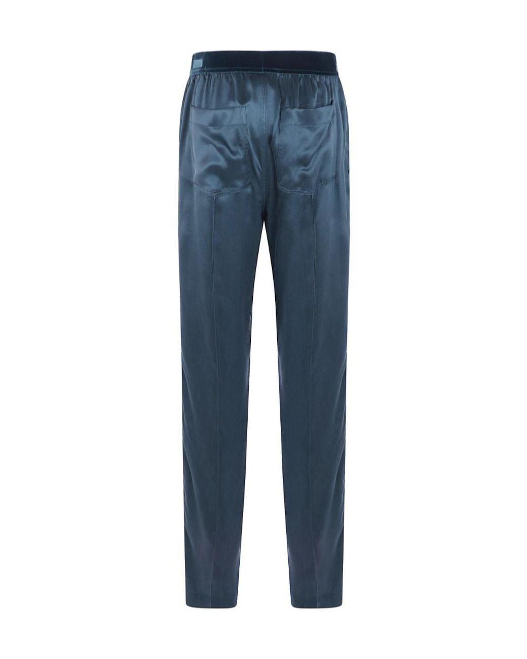 Tom Ford Blue Stretch Satin Wide-Leg Pants
