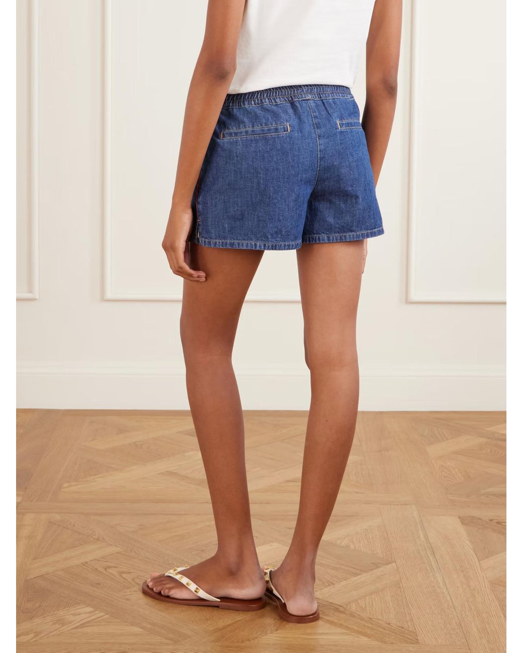 Valentino Blue Vgold Drawstring Denim Shorts
