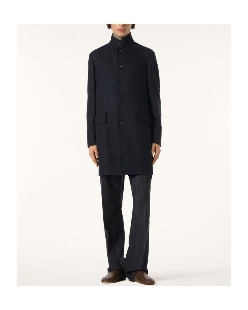 Loro Piana Blue Single Breasted Coat for men