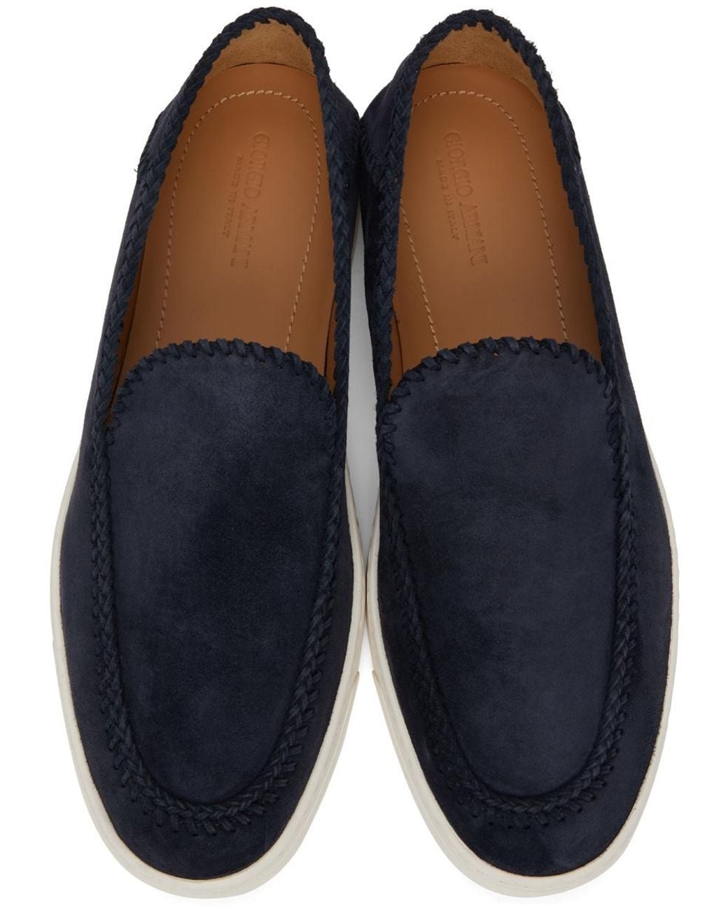 Giorgio Armani Blue Slip-On Round Toe Sneakers for men