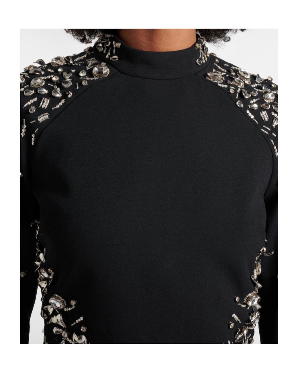 Jonathan Simkhai Black Carla Embellished Crepe Minidress