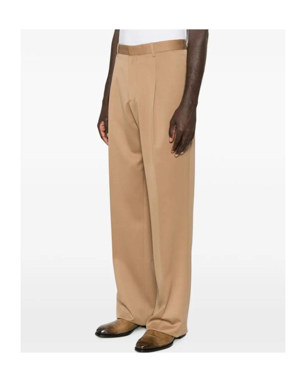 Lardini Natural Pleated Wide-Leg Pants for men