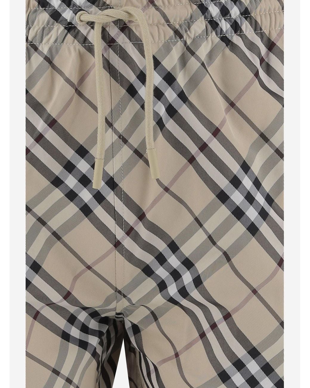 Burberry White Checked Swim Shorts for men