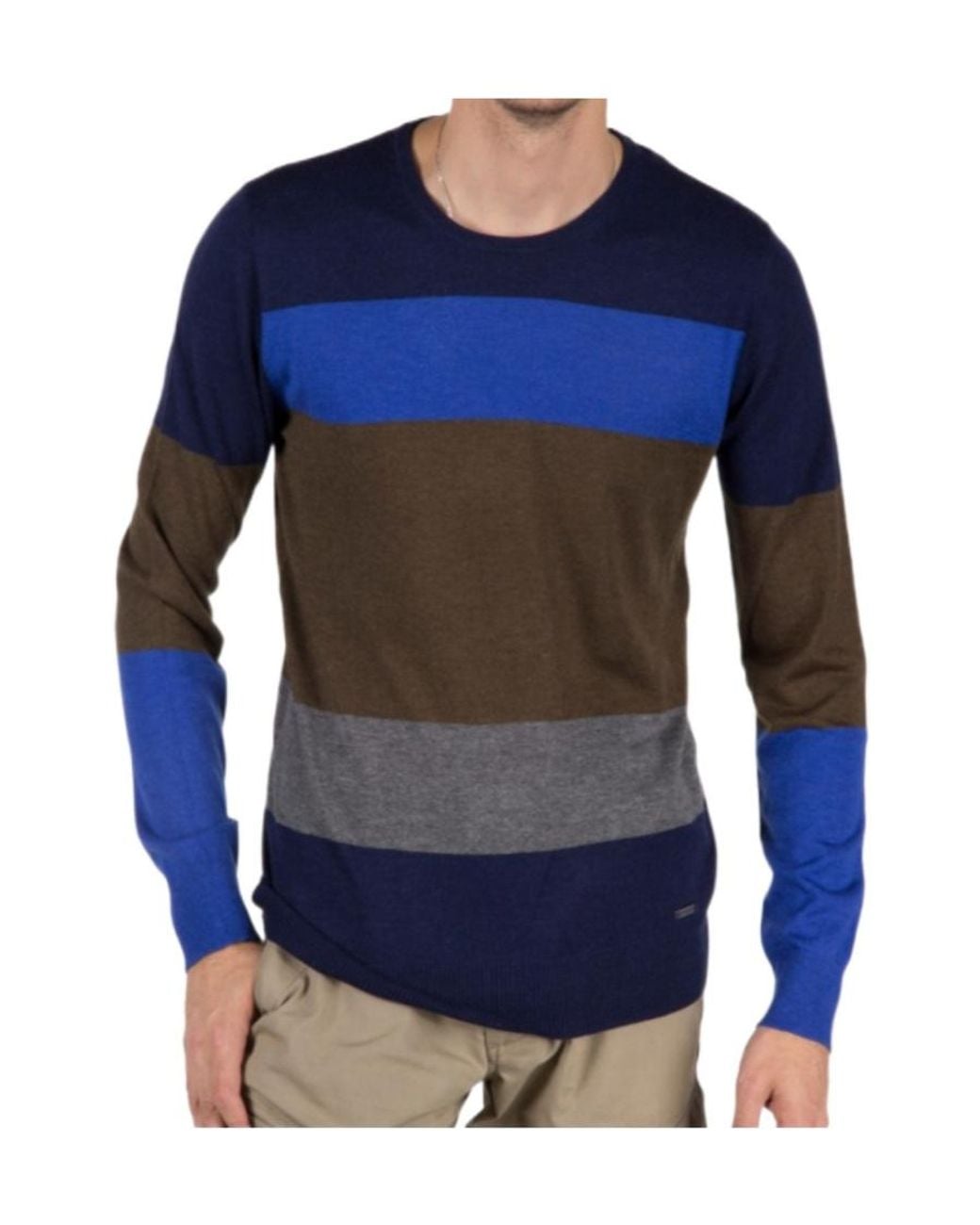 Iceberg Blue Striped Detail Pullover for men