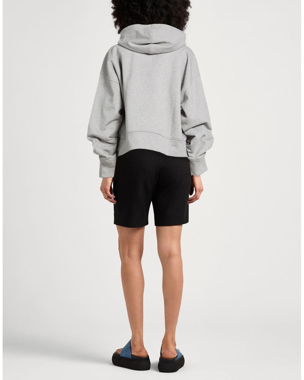 Ganni Gray Solid-Colored Hooded Jacket