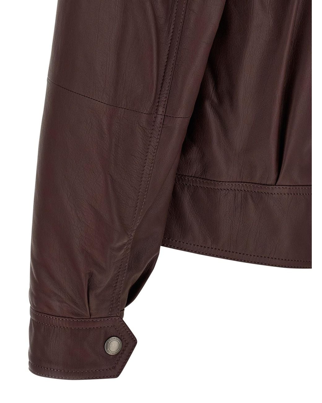 Brunello Cucinelli Brown Collared Biker Jacket for men