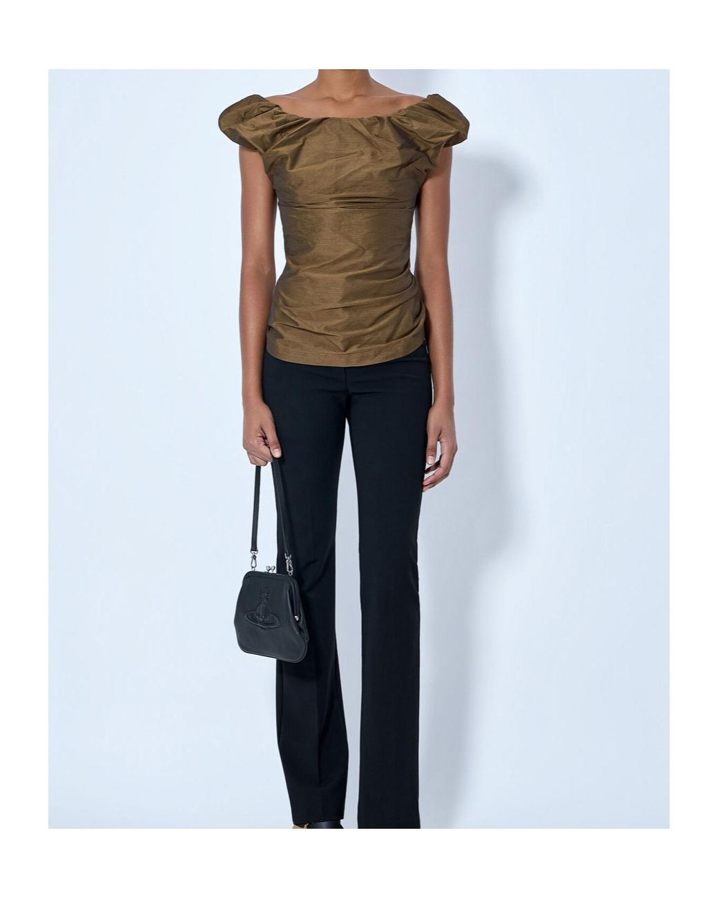 Vivienne Westwood Brown Ginnie Ruched Off-Shoulder Top