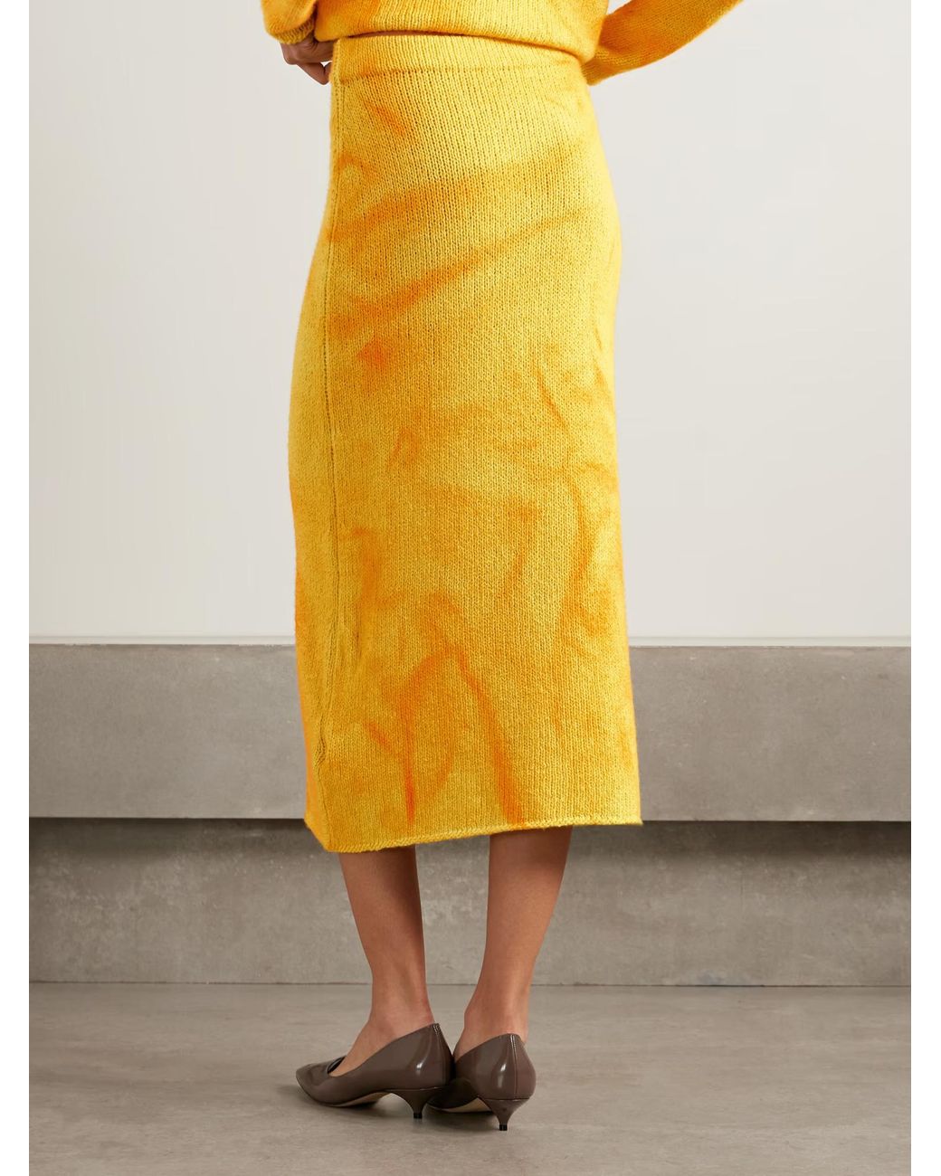 Gabriela Hearst Yellow Dorcas Tie-Dyed Cashmere Midi Skirt