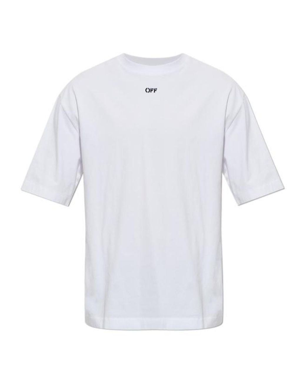 Off-White c/o Virgil Abloh White Logo Embroidered Crewneck T-Shirt for men