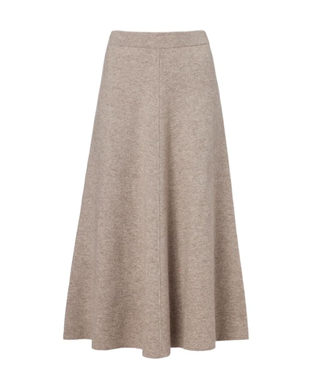 Jardin Des Orangers Brown Wool And Cashmere Midi Skirt