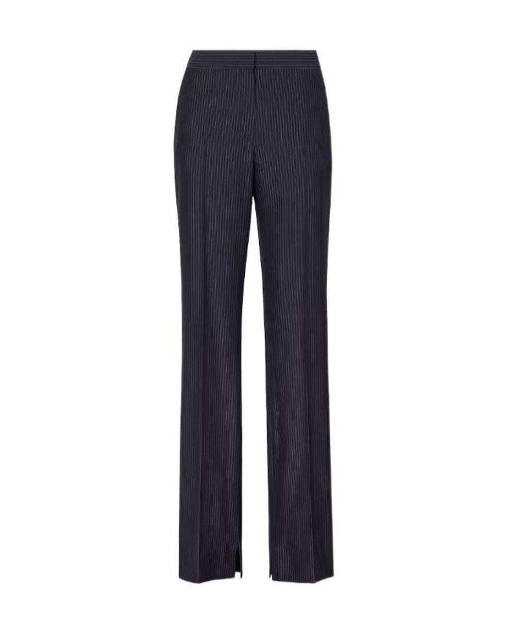 Fendi Blue Multicolored Pinstriped Wool Pants