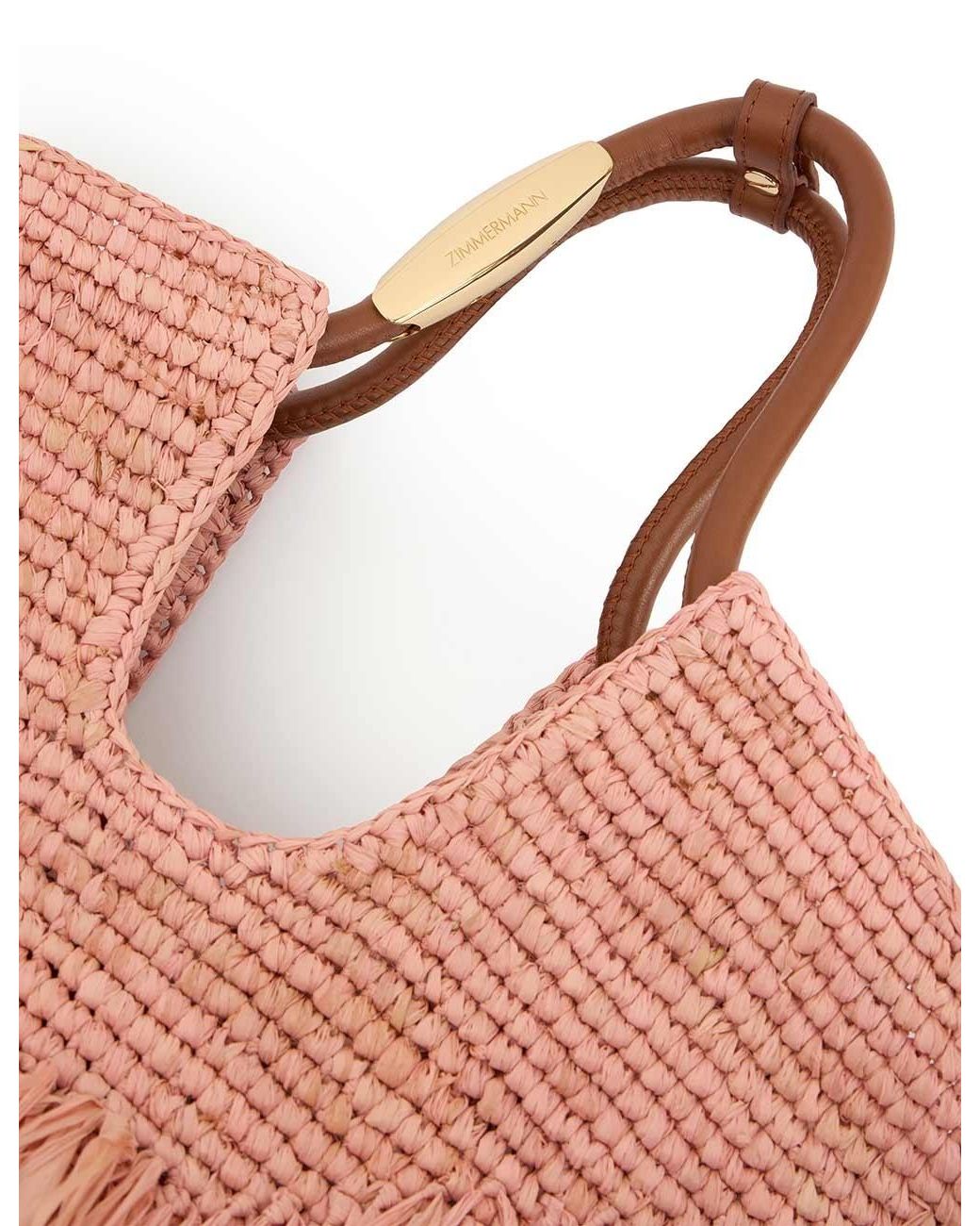 Zimmermann Pink Goldentime Small Fringe Tote