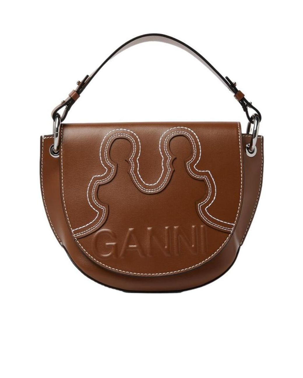 Ganni Banner Western Saddle Bag in Brown | Lyst