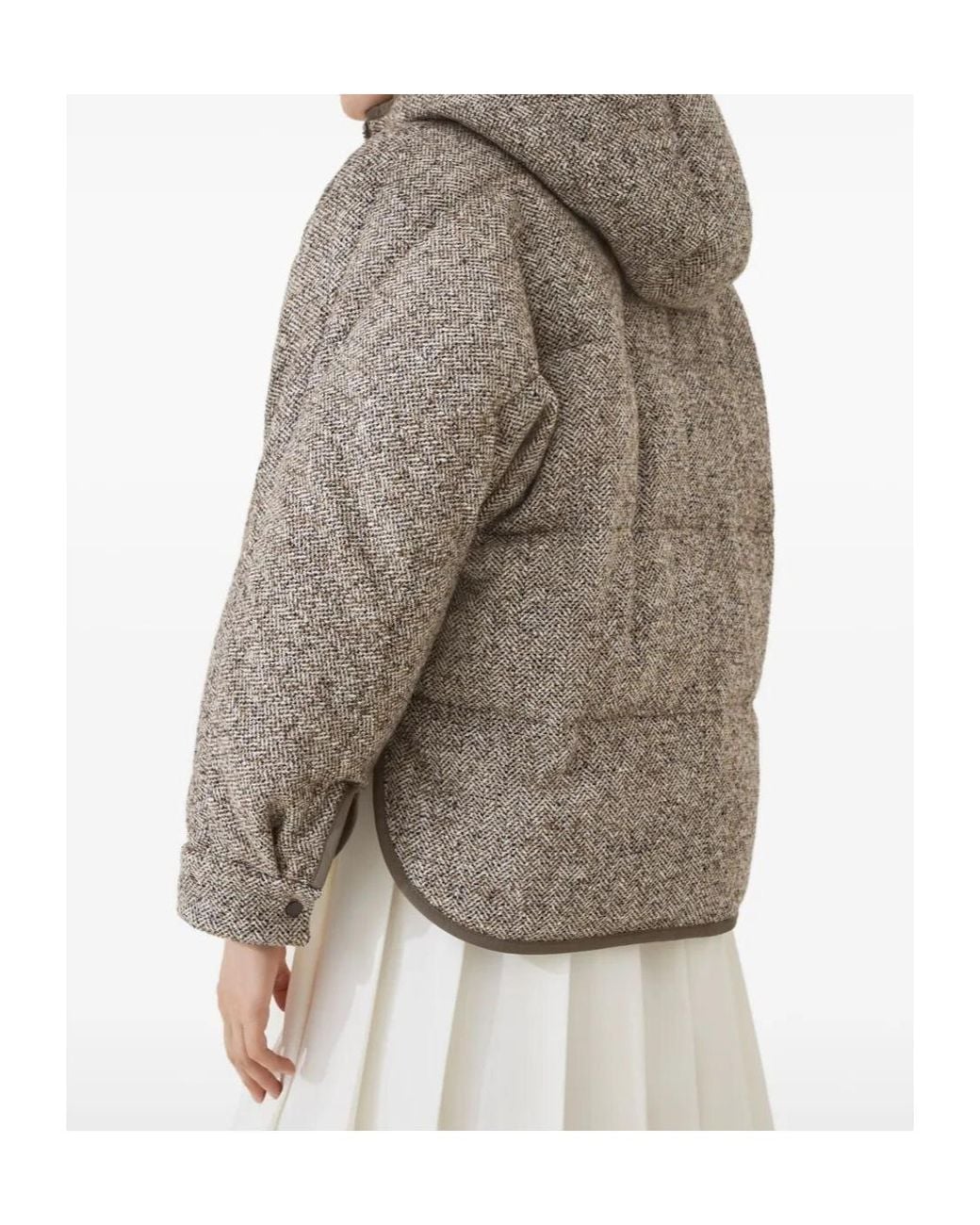 Brunello Cucinelli Gray Quilted Hooded Jacket